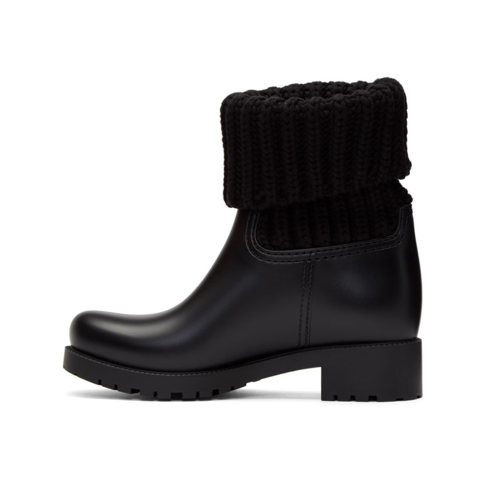 MONCLER NIB Black Knit Ginette Boots